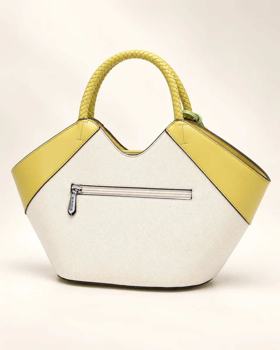 SU QUEENA 3208 ivory and yellow bag rear zip pocket view